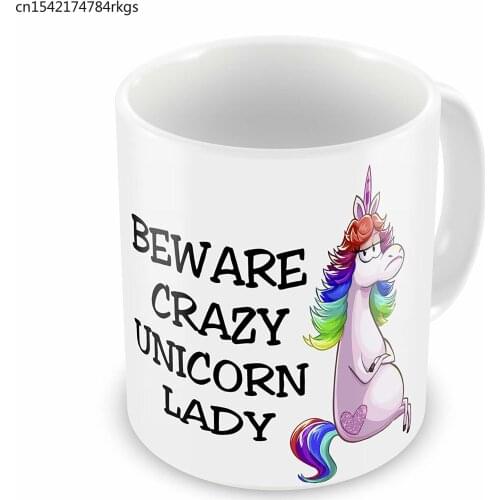 Beware Crazy Unicorn Lady Novelty Gift Mug