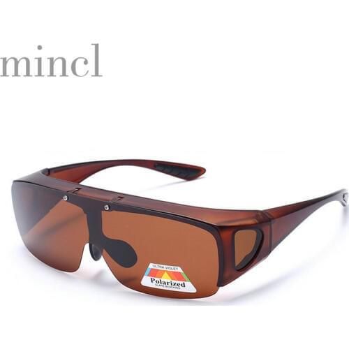 MINCL 2019 NEW Mens Womens Wraparound Goggles Polarized Fishing Driving Glasses Flip Up Fit Over Sunglasses uv400 NX