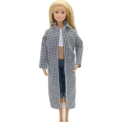 1/6 BJD Clothes Black White Plaid Parka 11.5" Dolls Outfits for Barbie Accessories Winter Coat Jacket Dresses Girl DIY Toys Gift