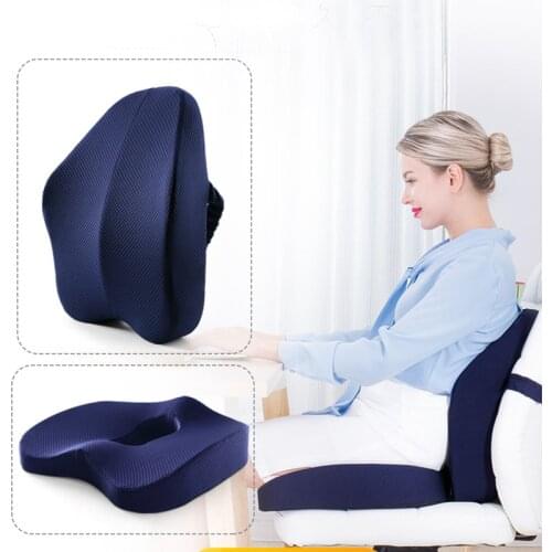 Orthopedic Memory Foam Seat Cushion Coccyx Office Chair Cushion High Support Waist Back Coussin For Car Seat Pain Relief