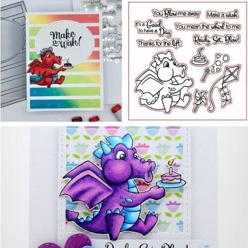 Baby Dragon Blow Me Away Clear Stamps For DIY Card Making Dragon+Phrases Kids Transparent Silicone Stamp new 2019