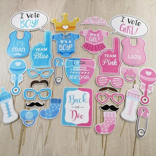 Boy Or Girl Baby Shower Baby Reveal Party Photo Booth Props On Sticks Decoration Gender Reveal BABY Shower Photo Booth Props