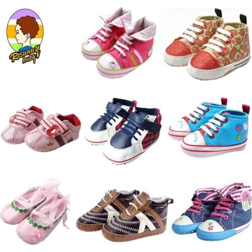 Risunnybaby Classic Canvas Shoes Newborn Baby Boys Girls First Walkers Toddler Soft Sole Anti-Slip Shoes Children Shoes