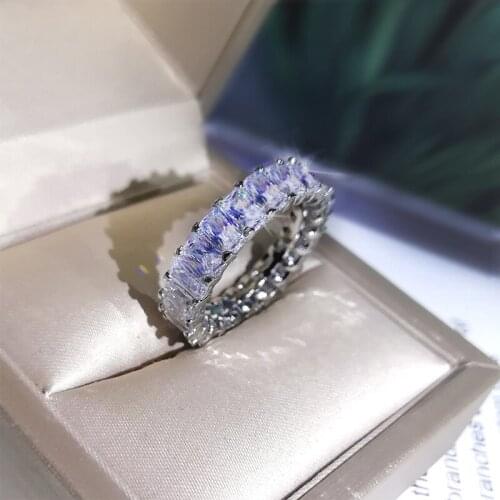 Handmade Eternity Promise Crystal Ring AAAA Cz Zircon Engagement Wedding Band Rings for Women Men Finger Party Jewelry