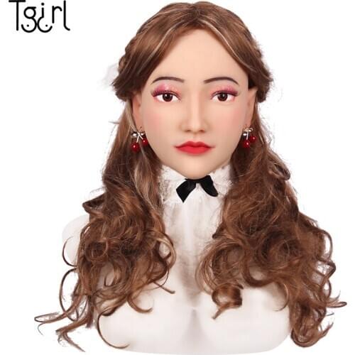 Silicone Realistic Headgear Goddess Female Face Masquerade Crossdress Handmade