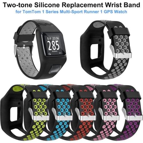 Silicone Replacement Watchband For TomTom 1 Series Two-tone Wrist Band Strap For TomTom Multi-Sport Runner 1 GPS Watch