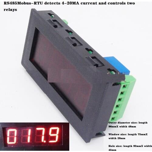 4-20ma Current Detection Control Two Relay Output RS485 Communication Modbus-rtu Meter Shell