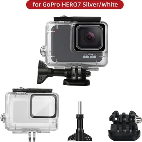 Protective Waterproof Diving Case Housings for GoPro HERO 7 Silver White Action Camera Accessories Frame Shell Protection Cover