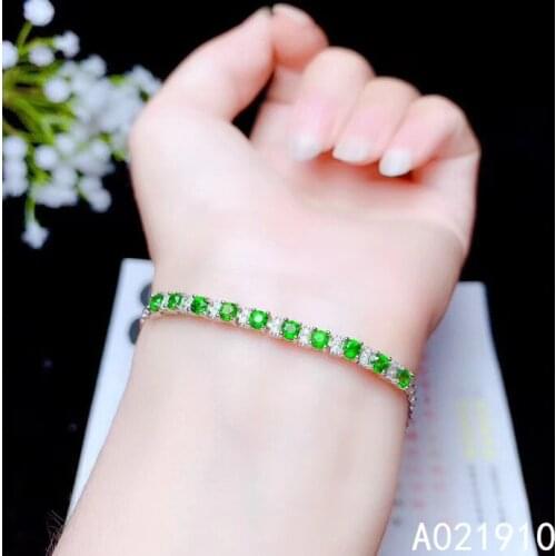 KJJEAXCMY boutique jewelry 925 sterling silver inlaid Natural Diopside gemstone ladies bracelet support detection noble
