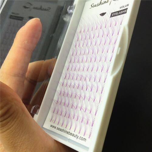 Seashine 1 tray 6d colored volume lashes extension premade fanned purple pink brown and blue 0.07 0.10mm 8-15mm length color