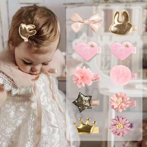 1pcs Hair Clips for Girls Cute Sequins Cartoon Love Heart Crown Handmade Boutique Hairgrips Baby Clips Kids Hair Accessories