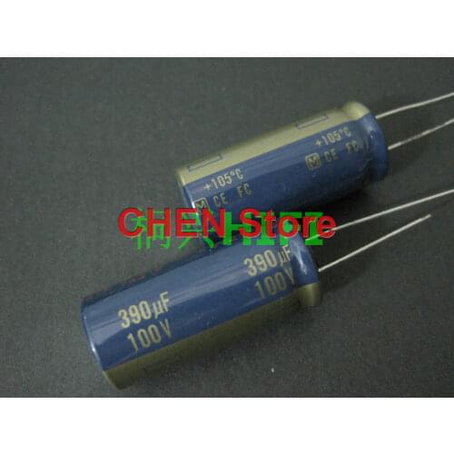 10PCS matsushita capacitor FC 100V390UF 16X35MM ultra low internal resistance Electrolytic Capacitor ce fc 390uf 100v Gold word