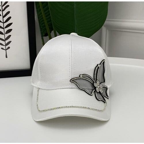 2021 New Fashion Summer Women Butterflies Flower Embroidery Caps Sun Hats Casual Snapback Caps Ladies Baseball Cap Adjustable