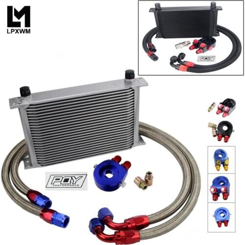 25 Rows Oil Cooler AN10 Universal Engine Transmission Oil Cooler Kit + Filter Relocation With Sticker + Box
