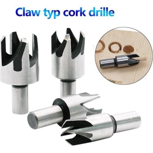 4PC Carbon Steel Cork Cutter Cork Drill Raft Woodworking Drill Bit Claw-Type Round Dowel Drill Bit Set Processing Miter Cutter