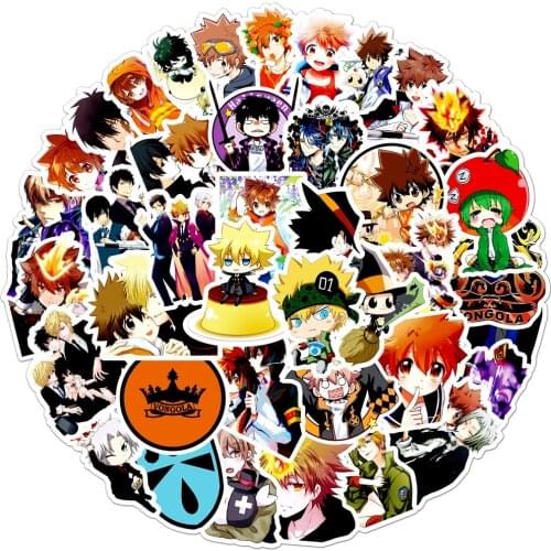 50 Pcs/pack Cute Anime Katekyo Hitman Reborn Graffiti Stickers for Laptop Luggage Skateboard Suitcase Guitar Decal Sticker Toys