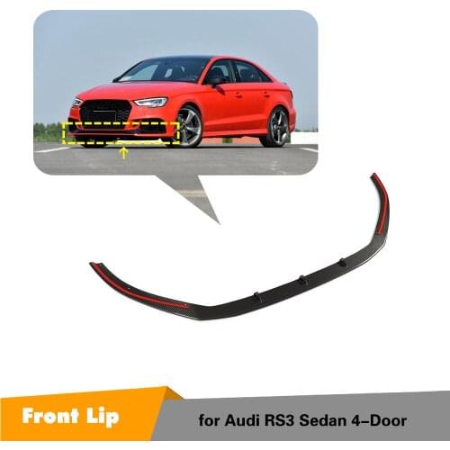 Car Front Bumper Spoiler Lip for Audi RS3 Sedan 2017 2018 2019 Car Front Bumper Diffuser Carbon Fiber /glossy black