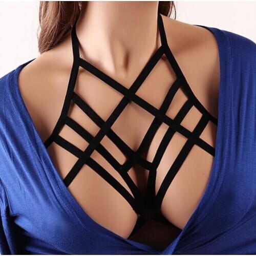 Body Harness Bandage Girl Elastic Bra Straps Cross Bra Crop Top Hollow Out Unlined Bandage Bra Underwear C015