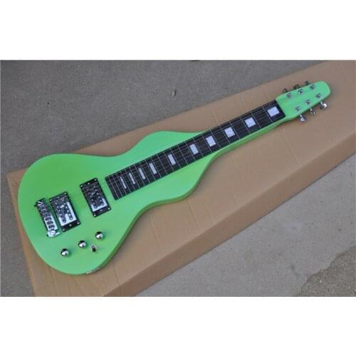 Free shipping 6 string guitar,irregular gourd guitar, green basswood body ,rosewood fingerboard,90 pickup,black hardware