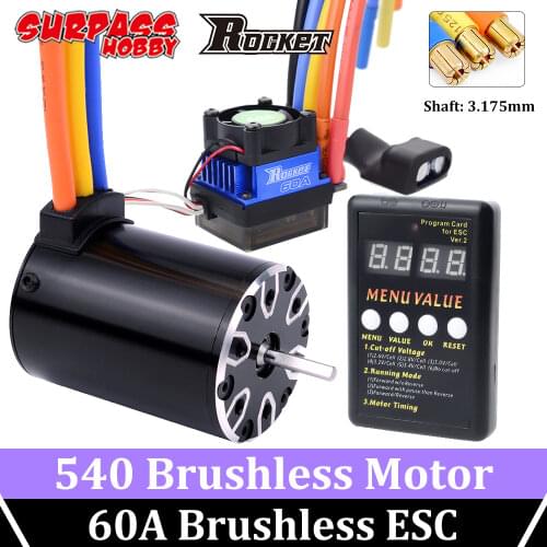 SURPASS HOBBY Rocket 540 Sensorless Brushless Motor 7700KV 6900KV 1650KV Brushless 60A ESC 2-4S Program Card for 1/10 Rc Car