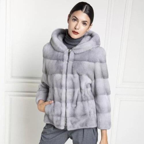 BFFUR Short Mink Fur Jackets With Hood 2021 Trendy Winter New Whole Skin Genuine Mink Fur Coats With Hood Luxury Fur Overcoats