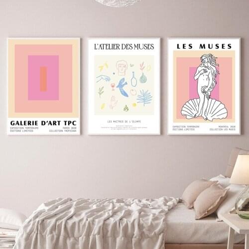 Color Block Matisse Abstract Artwork Canvas Painting Les Muses Greek Statue Art Prints Greek Goddess Mid Century Modern Posters