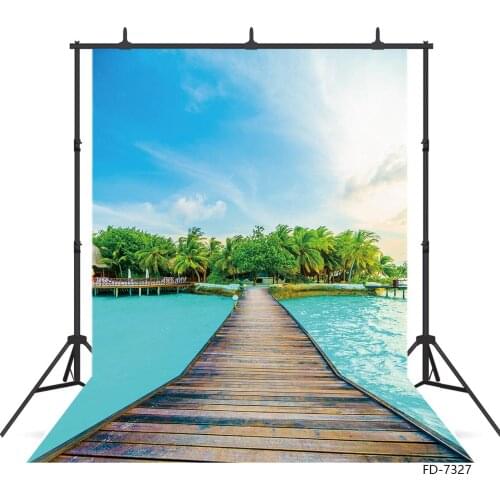 Photographic Backdrop Seaside Long Pier to the Island Background Photo Studio for Children Baby Family Portrait Dolls Photoshoot