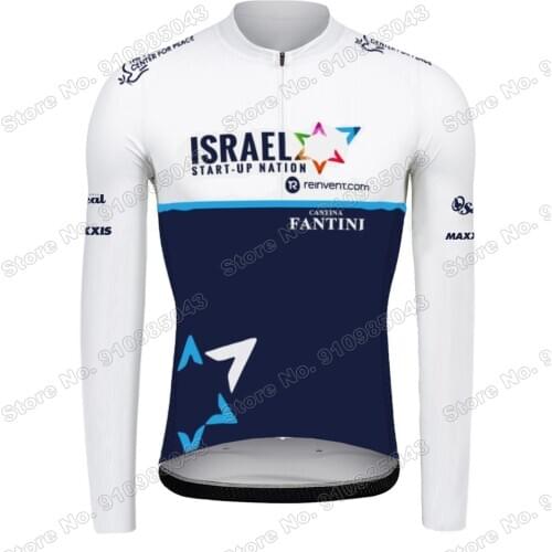 Mens Israel Start Up Nation Team 2021 Cycling Jersey Long Sleeve Clothing Race Road Bike Shirts Bicycle Tops MTB Uniform Ropa