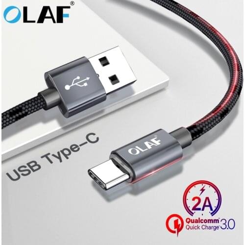 OLAF 1M 2M USB Type C Cable For Xiaomi Redmi Note 7 Pro MI9 MI 8 9 USB-C Phone Fast Charging Type-C Cable For Samsung S9 S8 Plus