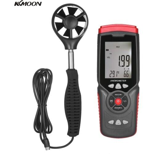 KKMOON Handheld Professional Digital Anemometer Multifunction Wind speed Meter Sensor Anemograph with Detachable Auxiliary Fan