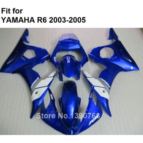 Motorcycle fairing kit for Yamaha YZF R6 2003 2004 2005 blue white body work parts fairings set YZFR6 03 04 05 BC16