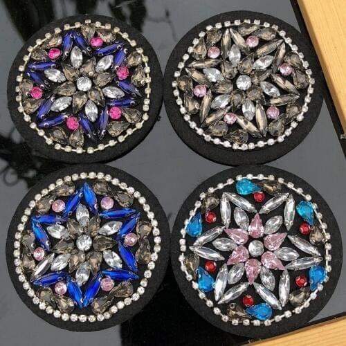 Beaded Round Glass Drill Patches Circle Applique For Clothing Embroidery Patch Applique DIY Stickers Clothes Decoration