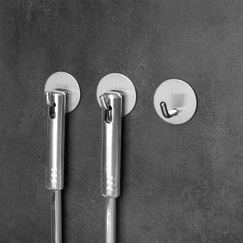 Stainless Steel Hook Traceless Hole Free Wall Hook Bathroom Kitchen Storage Hook Clothes Hook