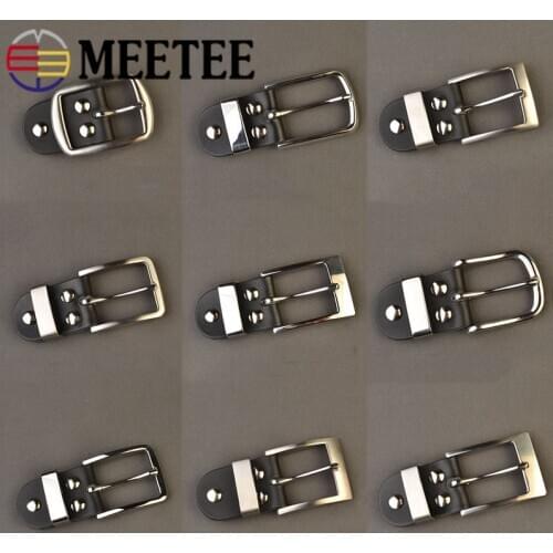 Meetee 1pc 35mm Mens Solid Pure Stainless Steel Clip Pin Buckle Belts Head LeatherCraft Connection Copper Loop Belt Buckles DIY