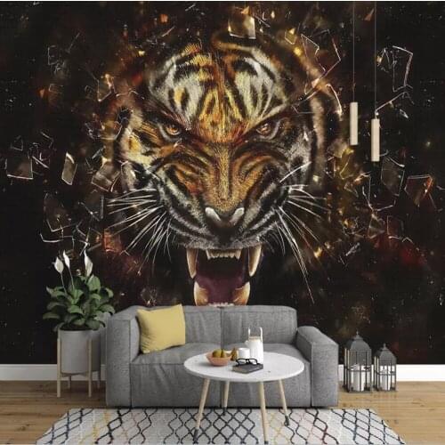Milofi custom 3D wallpaper mural hand-painted oil painting tiger tiger mural living room bedroom wall decoration mural wallpaper