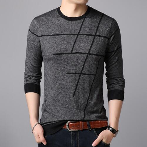 New design mens autumn & spring striped long sleeve sweater male fashion stripes o-neck thin knit sweater jumper