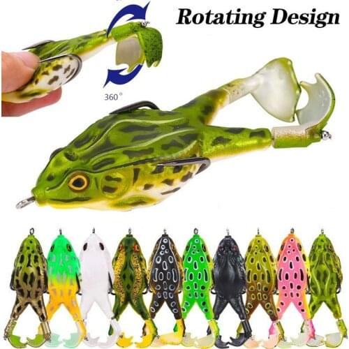 Double Propeller Frog Soft Baits Shad Soft Lure Jigging Fishing Lure Bait Prop Topwater Catfish Silicone Artificial Wobblers