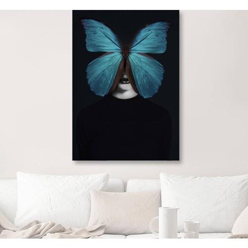 Cuadros Fashion Girl Butterfly Makeup Wall Art Nordic Posters And Prints Wall Pictures For Living Room Decor