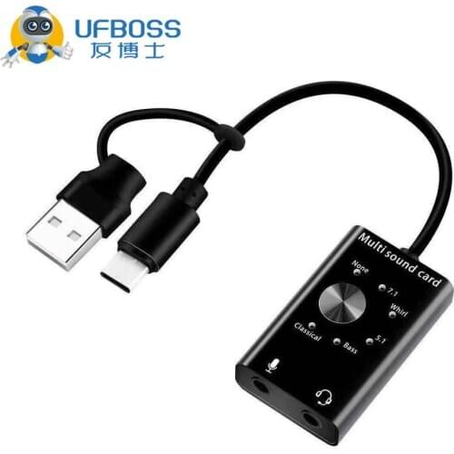 NEW External Sound Card USB 2.0 Type-C to 3.5mm Jack Headphone Microphone Audio Adapter for Mac Linux Androi USB Audio Card