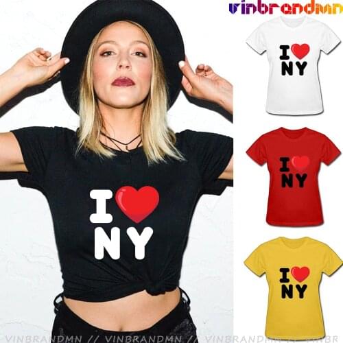 New Arrivals I Love NY New York Printed Heart summer Versatile T Shirt Customized Cotton T-Shirt Camiseta Lovely womens Tee Top