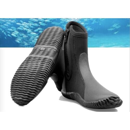 5mm diving shoes warm and cold fashion swimming boots motorboat snorkeling beach shoes black snorkeling wading shoes