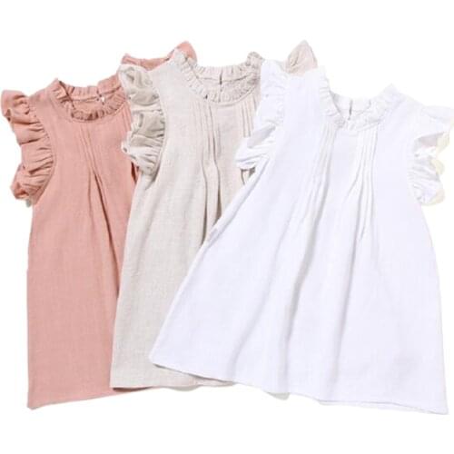 1-5Years Girl Infant toddler Girls Clothing Cotton Linen Baby Dresses Cute Summer Girls Clothes Princess Dress Farmhouse Style