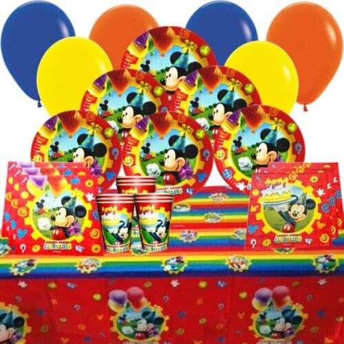 Mickey Theme Birthday Party Supplies Disposable Tableware Plate Cup Napkin Baby Shower Party Decor Disney Red Mouse Pattern