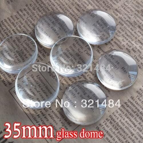 Bulk 100piece/lot 35mm flatback round clear glass cabochon tray pendant cover glass dome tile seals