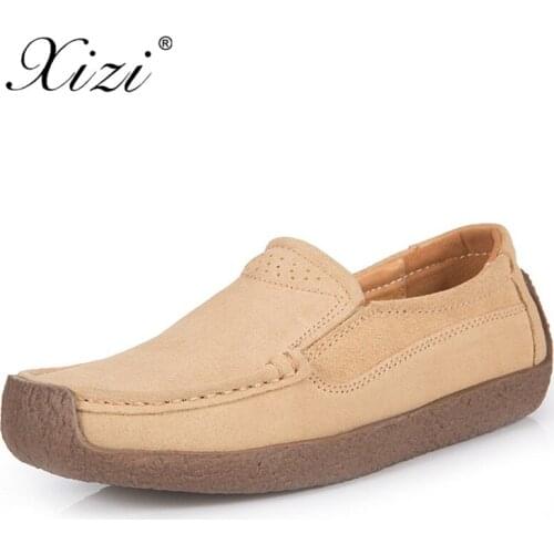 XIZI 2018 Autumn Flats Women Shoes Leather Suede Slip on Shoes Woman Ballet Flats Ladies Shoes Loafers for Women Moccasins Shoes