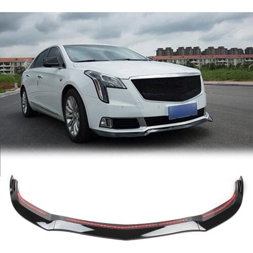 For Cadillac XTS 2018-2019 Front Bumper Lip Spoiler Cover Trim Body Kits Glossy Black ABS Car Styling Accessories