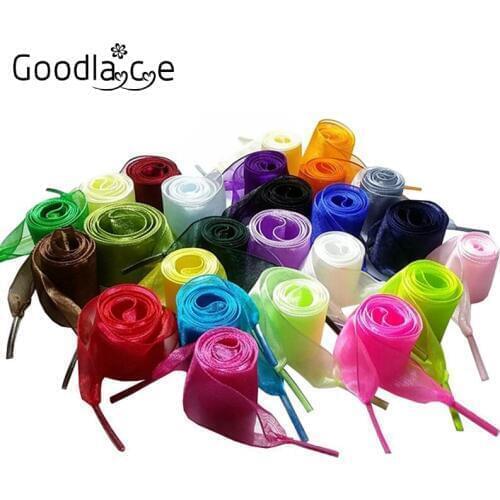 80 cm 120 cm Flat Organza Shoe laces Ribbon Shoelaces for Kids Girls Shoes 2 cm Wide
