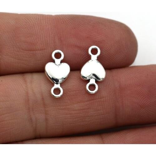 JAKONGO Heart Charm Connectors for Jewelry Making Bracelet Accessories DIY Findings 20pcs/lot