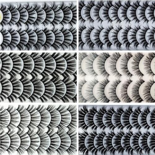 QUXINHAO 10 Pair Makeup Mink Eyelashes 100% Cruelty free Handmade 3D Mink Lashes Full Strip Lashes Soft False Eyelashes