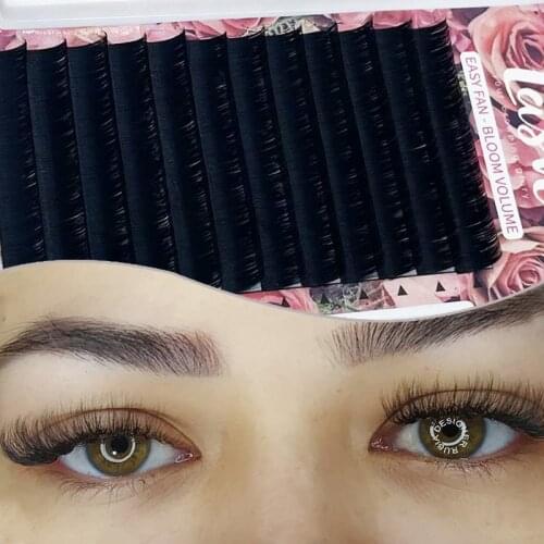 MASSCAKU Matte Easy Fan Lashes fluffy silk mink easy fanning eyelashes extensions blooming fan eyelash with custom packaging